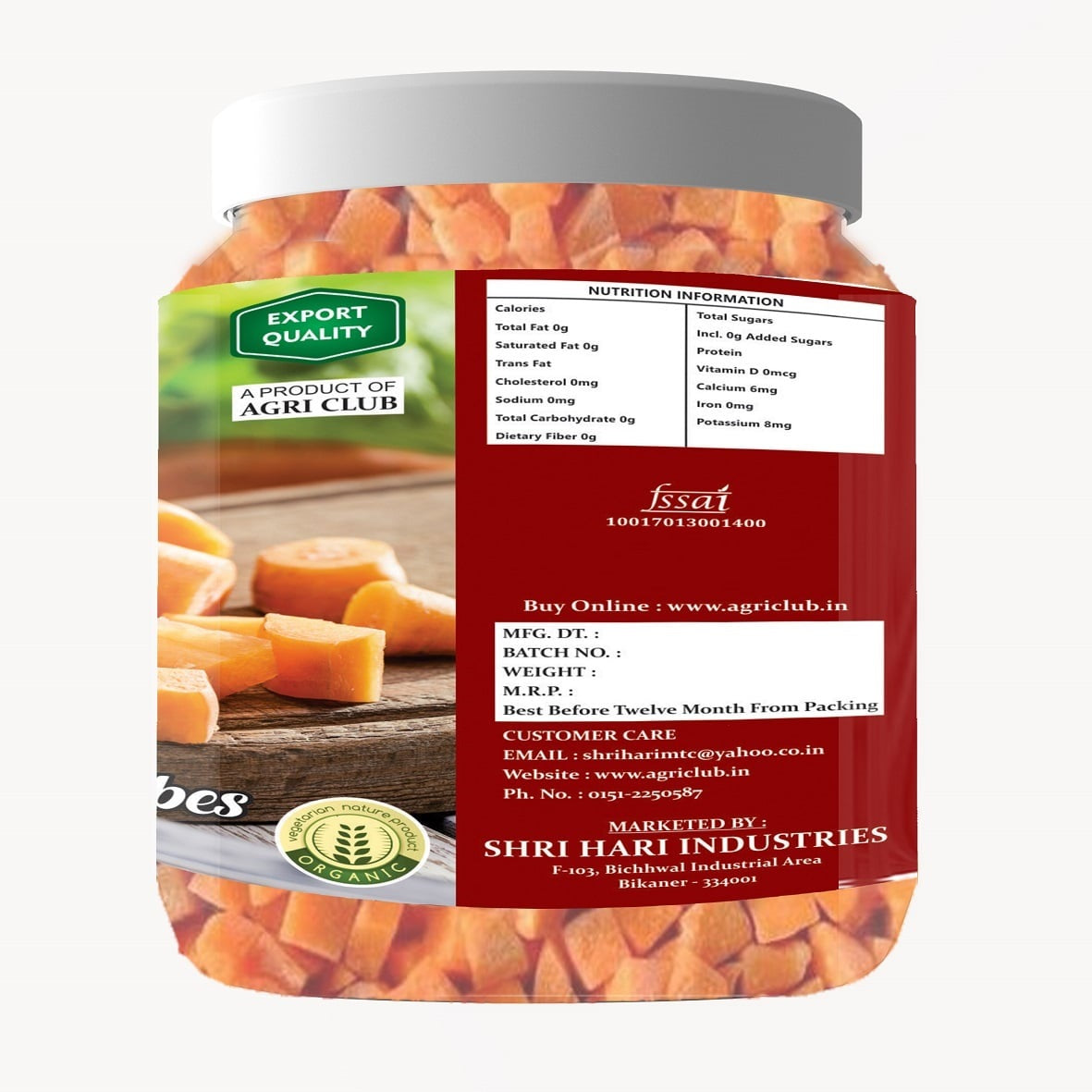 Carrot Cubes Premium Quality 200GM