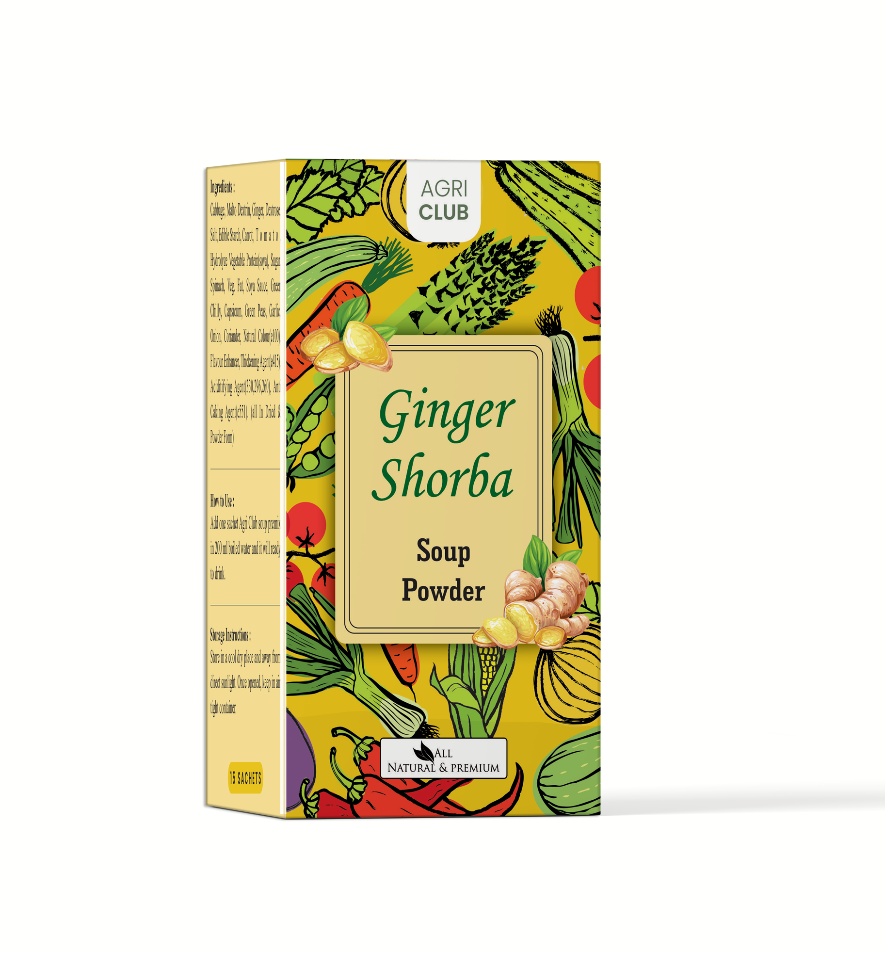 Instant Ginger Shorba Soup Powder Premium Quality 15 Sachets