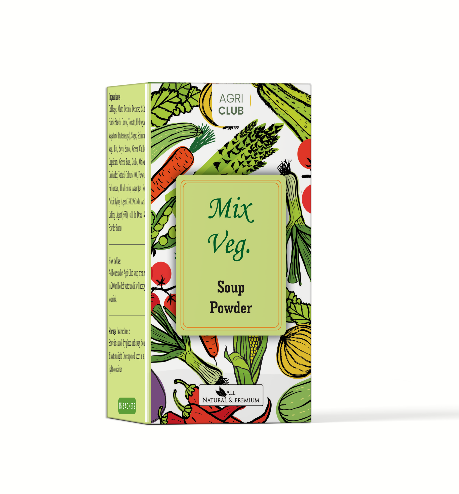 Instant Mix Veg Soup Powder Premium Quality 15 Sachets