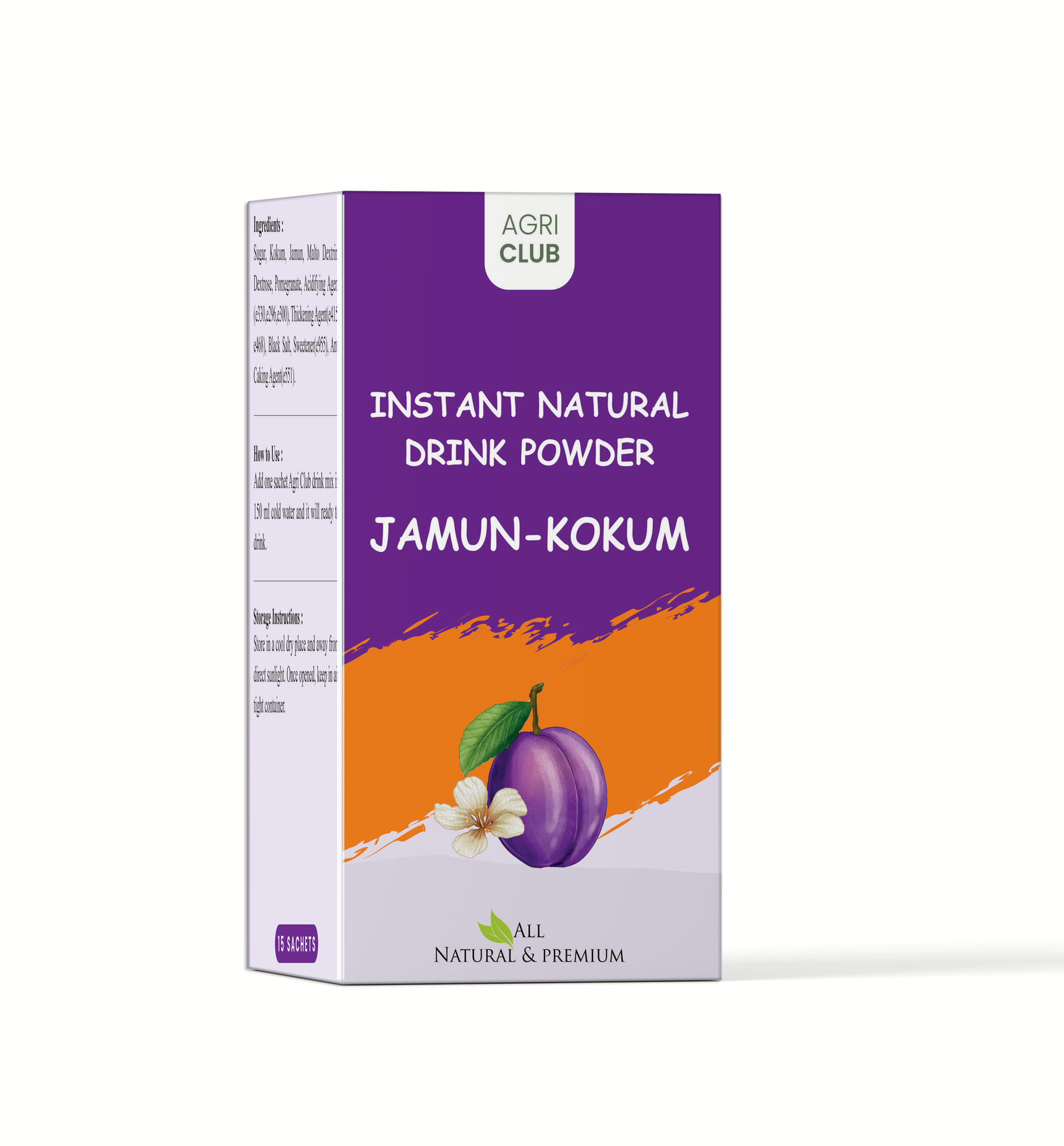 Instant Jamun Kokum Drink Powder Premium Quality 15 Sachets