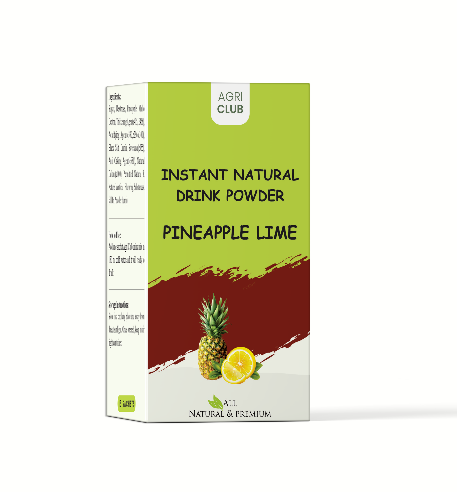 Instant Pineapple lime Drink Powder Premium Quality 15 Sachets