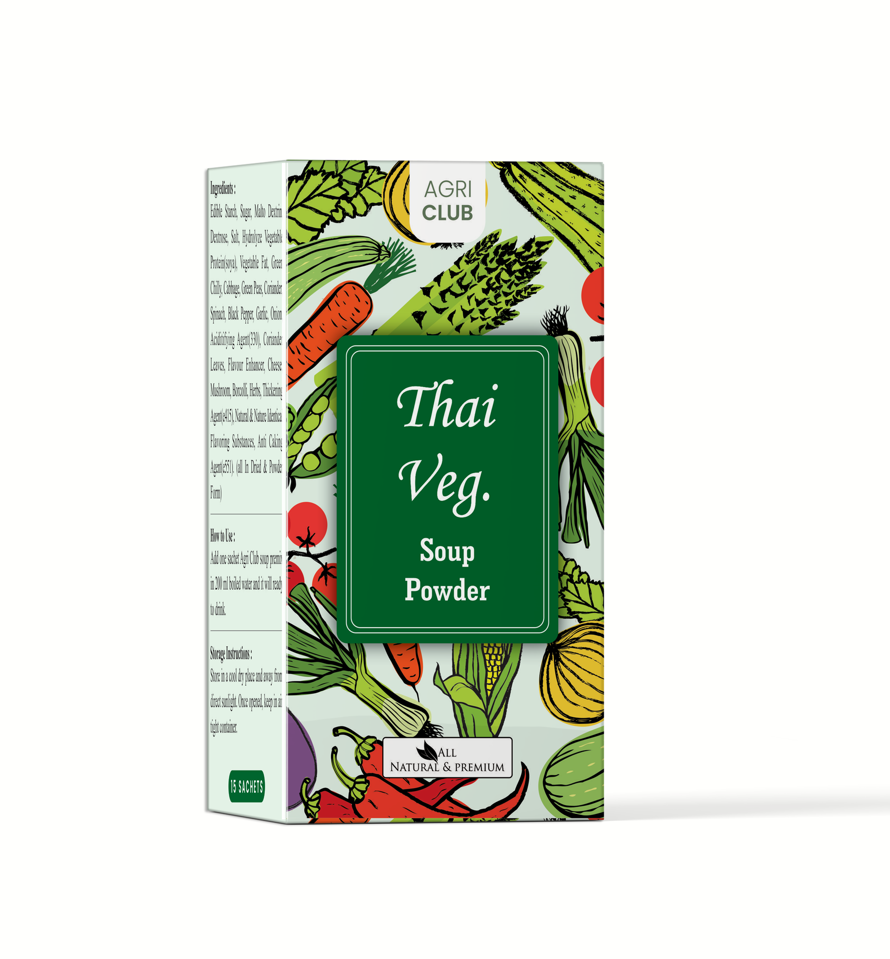 Instant Thai Veg. Soup Powder Premium Quality 15 Sachets