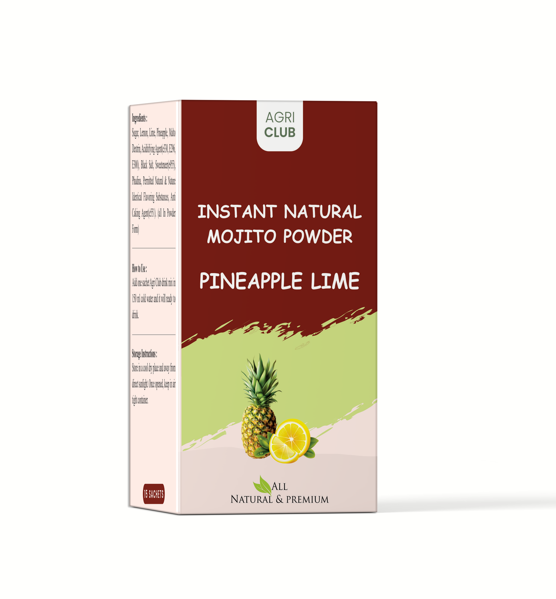 Instant Pineapple lime Mojito Drink Powder Premium Quality 15 Sachets