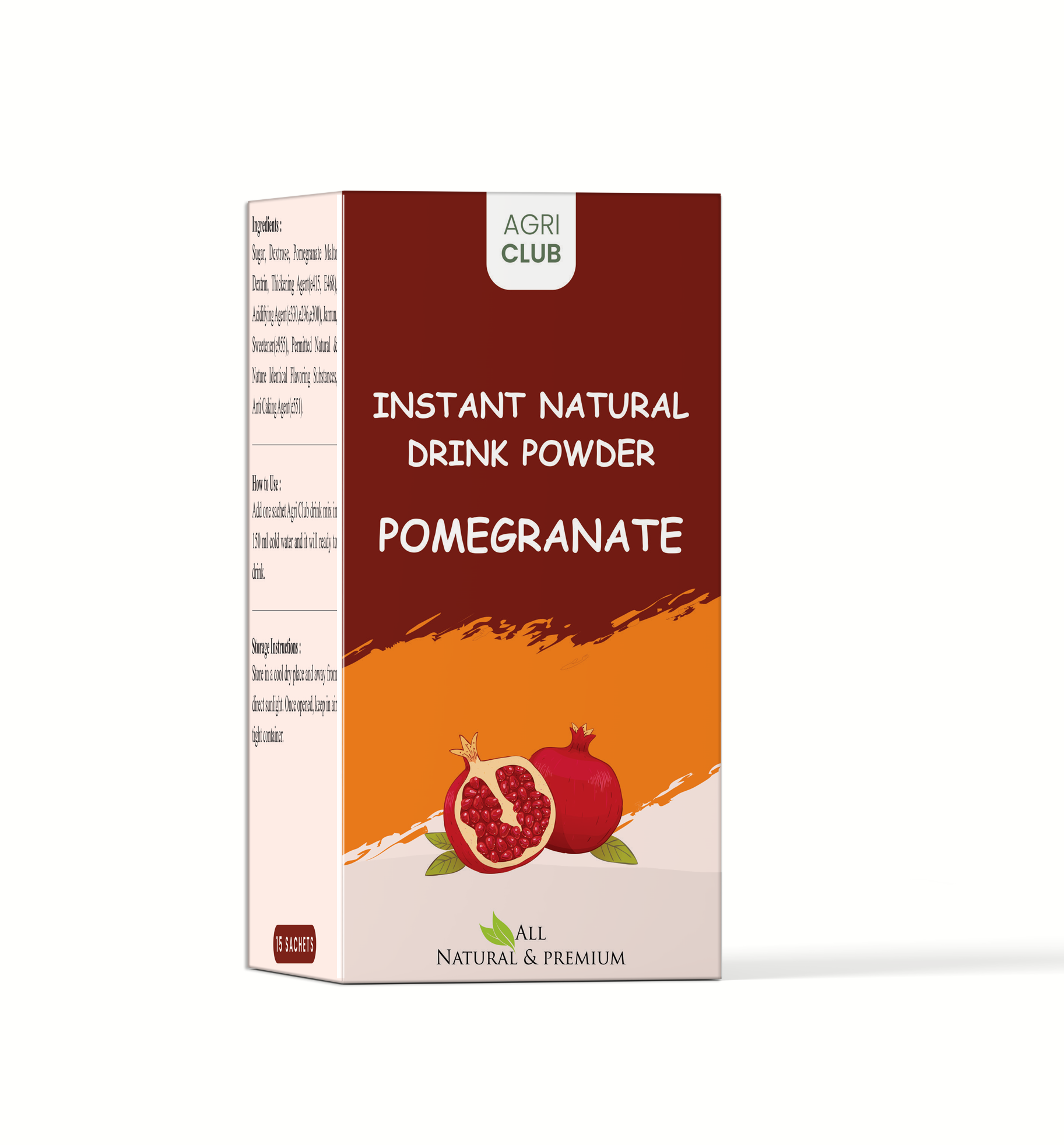 Instant Pomegranate Drink Powder Premium Quality 15 Sachets