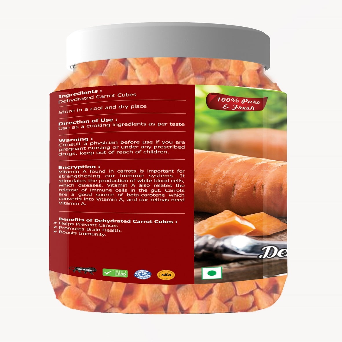 Carrot Cubes Premium Quality 200GM