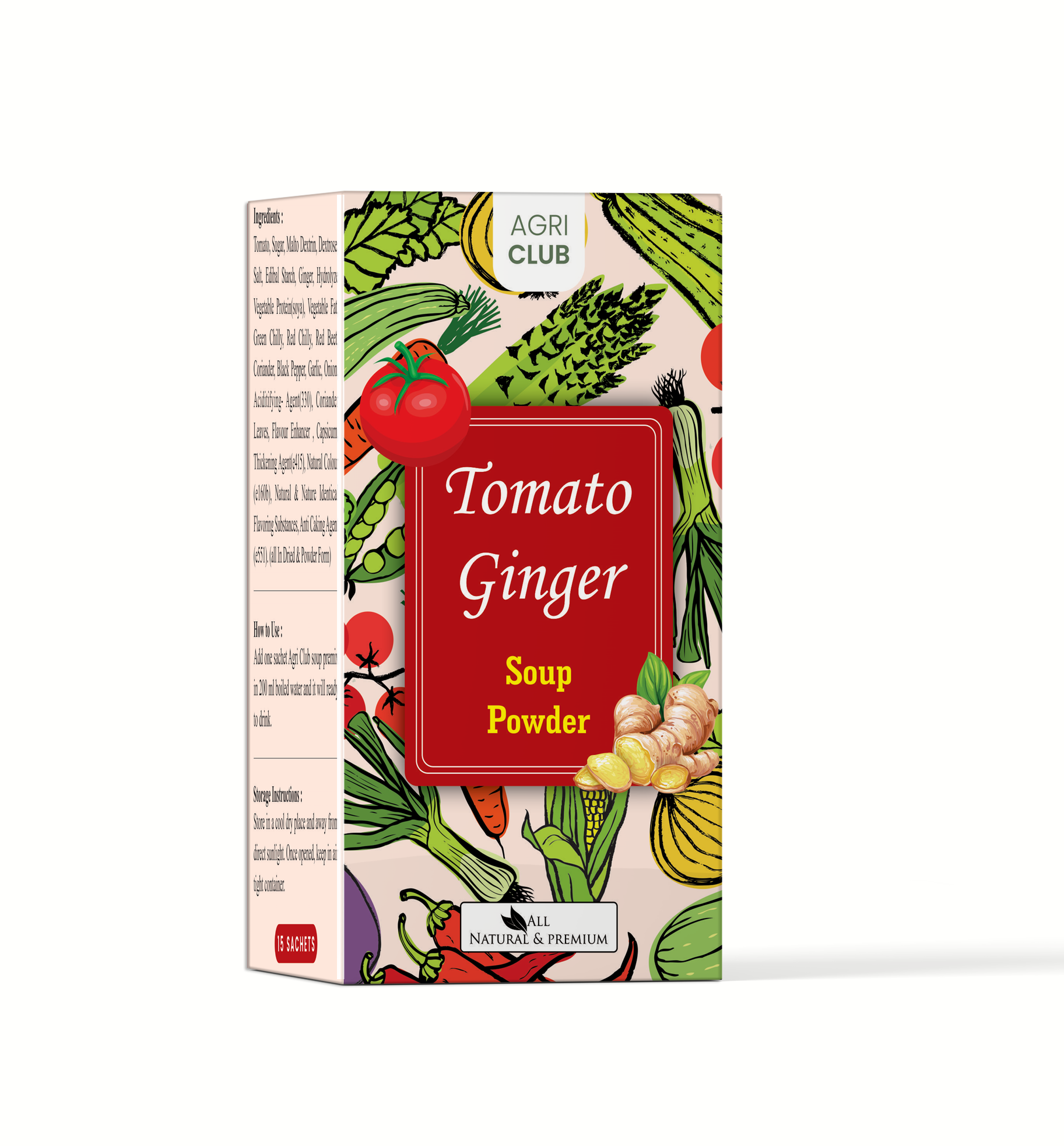 Instant Tomato Ginger Soup Powder Premium Quality 15 Sachets