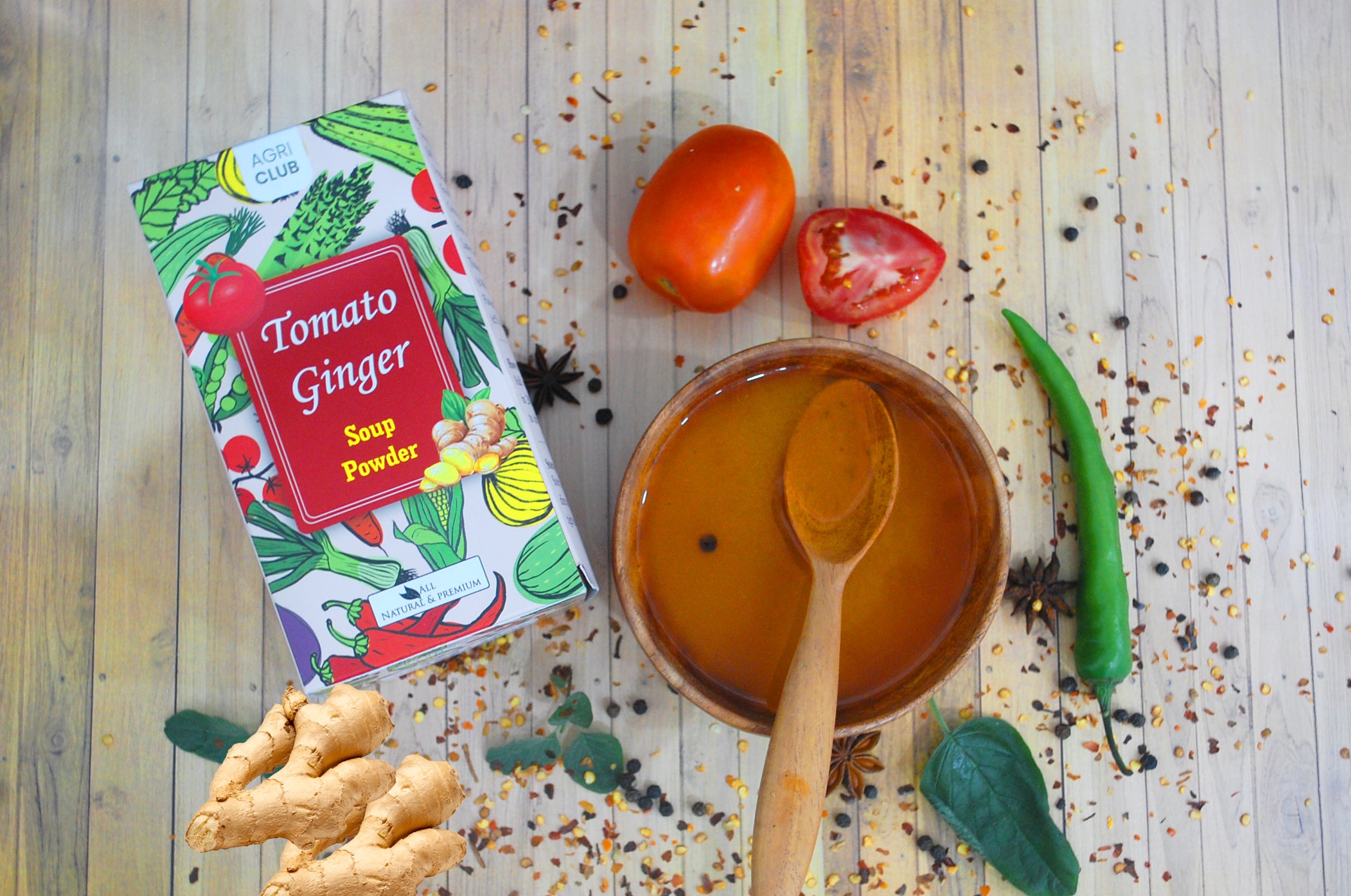 Instant Tomato Ginger Soup Powder Premium Quality 15 Sachets