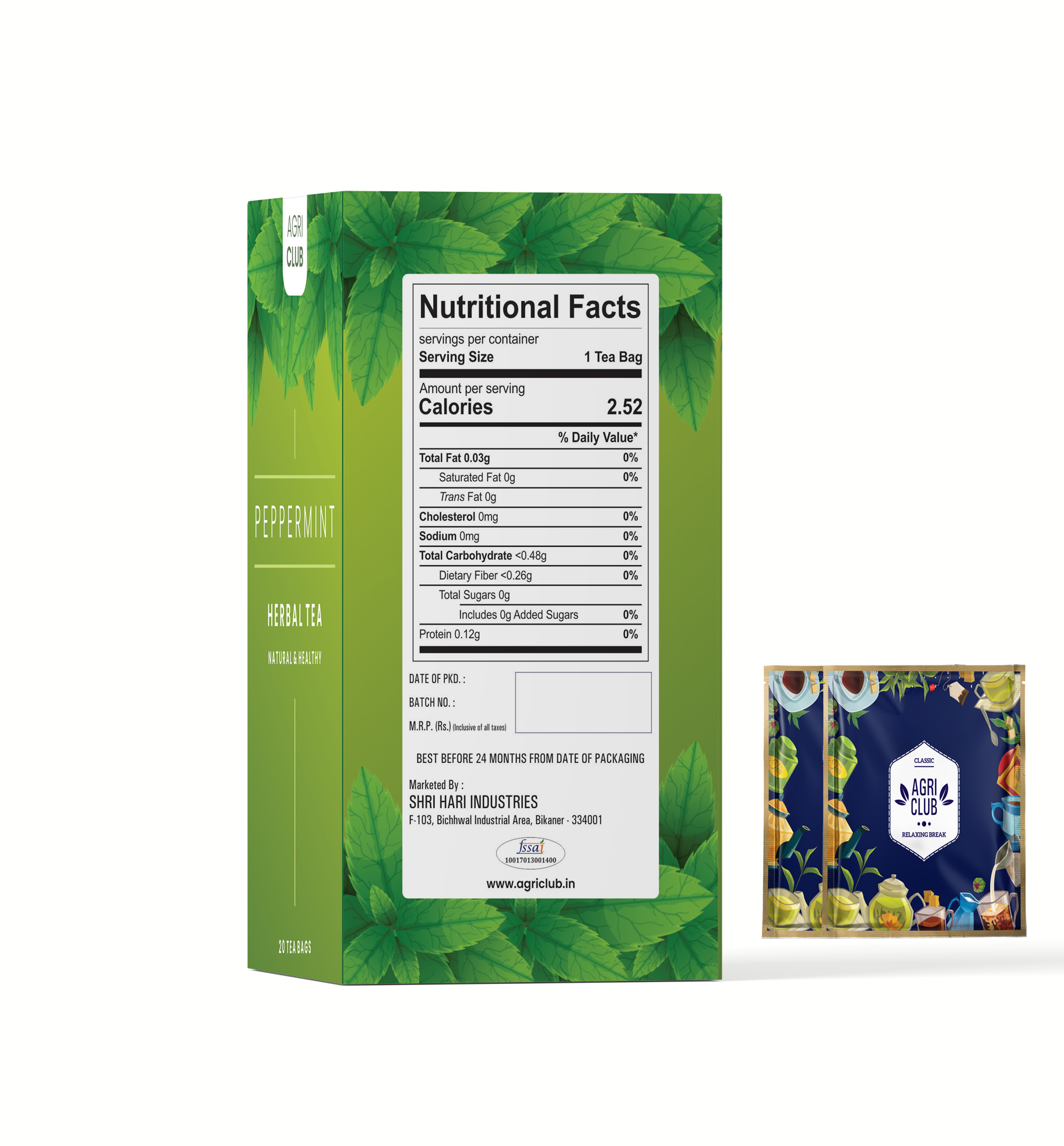 Peppermint Herbal Infusion Tea Premium Quality 20 Sachets