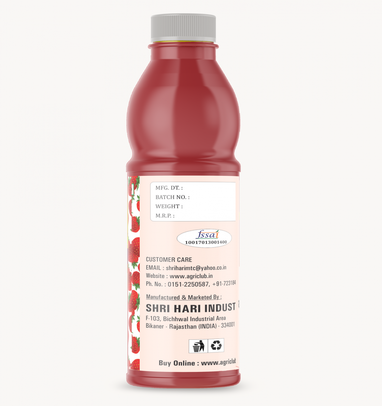 Strawberry Fruit Crush Premium Quality 1 Liter